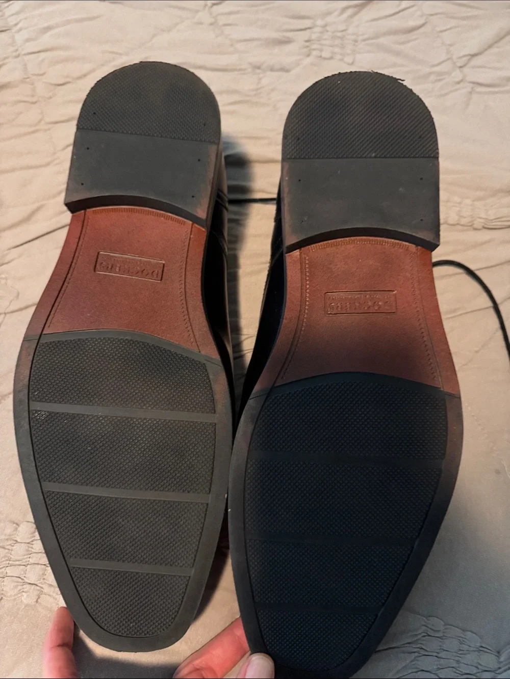 Dockers Black Leather Cap-Toe Oxfords